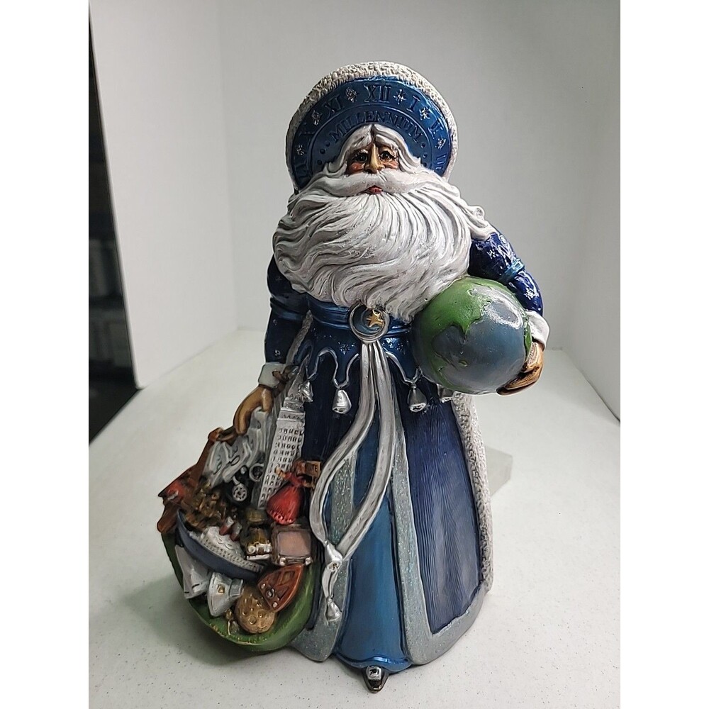Vintage 1999 Gare INC Hand Painted Santa 15" Ceramic Santa Blue